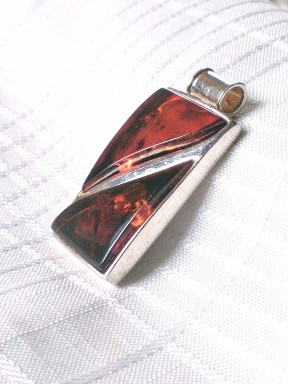 Authentic Baltic Amber Pendant 925 Silver Poland